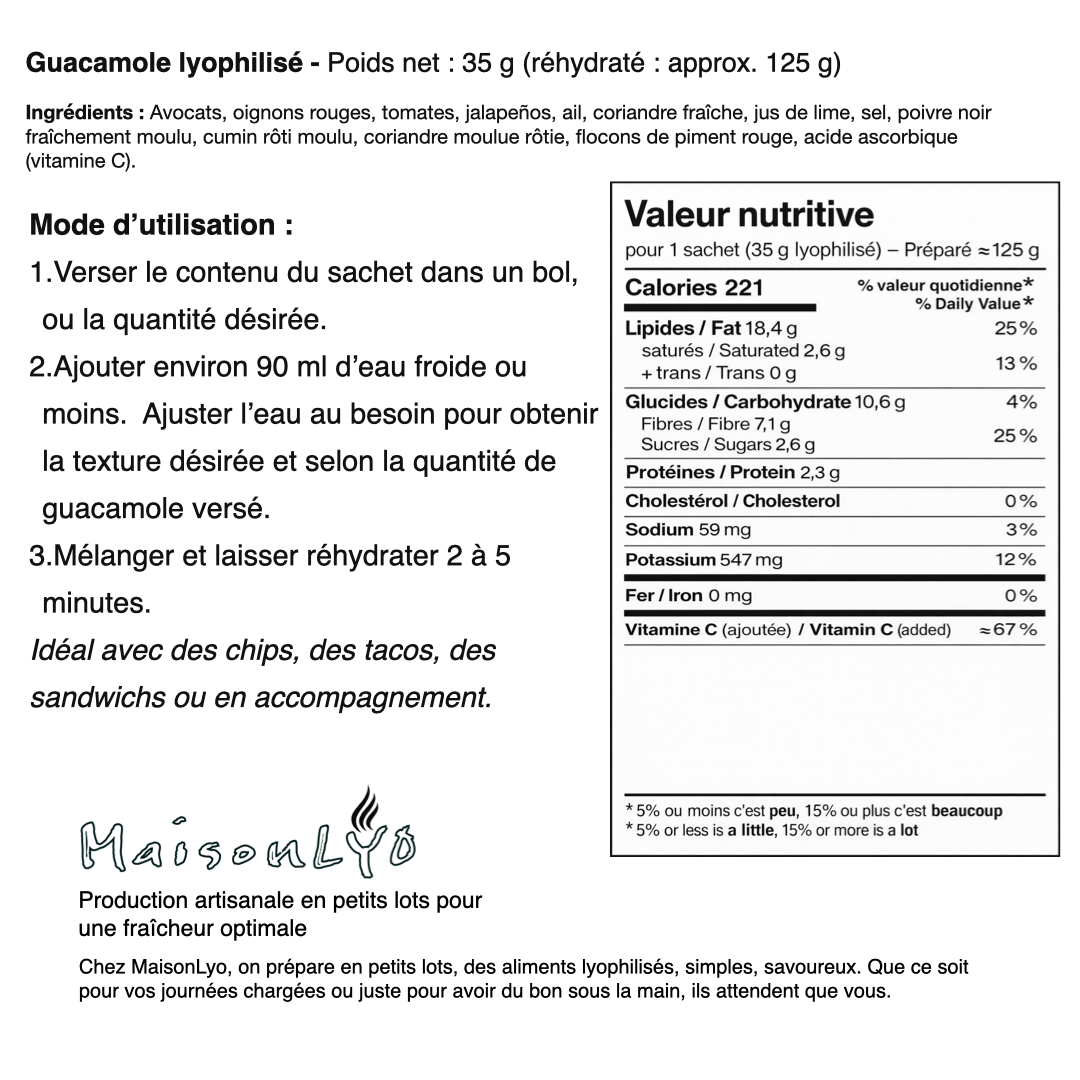 Guacamole lyophilisé MaisonLyo
